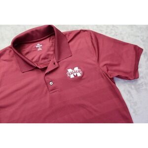 Mississippi State University Polo Shirt Size L Bulldogs Maroon